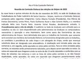 Publicada a ata nº 8 da Comissão Eleitoral