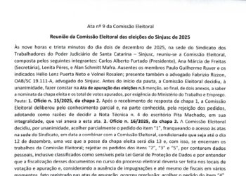 Publicada ata nº 9 da Comissão Eleitoral